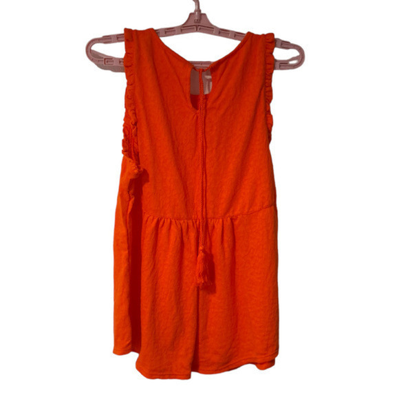 Time and Tru Womens Ruffle Relaxed Fit Tank Top Orange Size Medium 8-10 - Picture 2 of 4